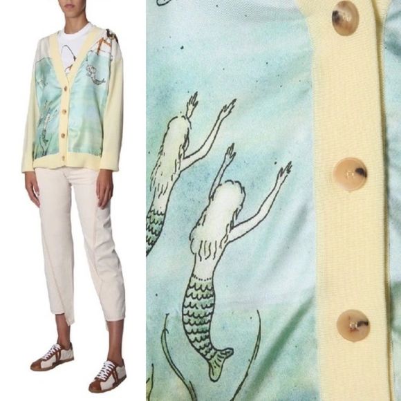 Lanvin Rare Stunning Babar Edition Yellow Virgin Wool/Silk Cardigan size L - Picture 3 of 13